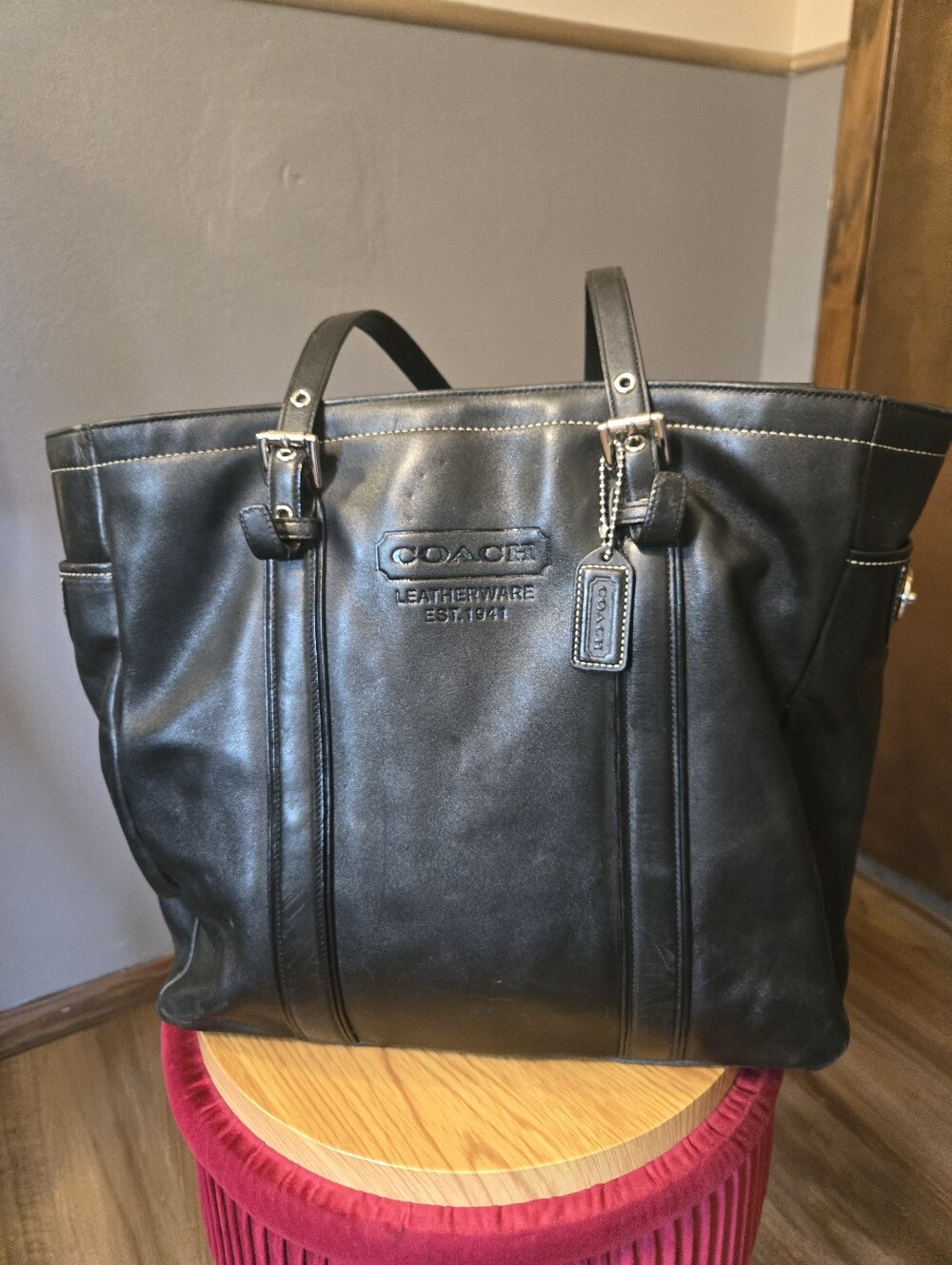 COACH Hamptons 1941 Y2k Black Leather Tote Bag Vintage Good Condition